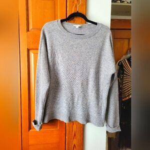 Ribbed textured marbled Grey knit sweater top xl